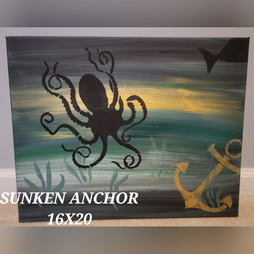 Sunken Anchor Hand Painted Canvas